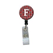 CAROLINES TREASURES Letter F Football Cardinal and White Retractable Badge Reel CJ1082-FBR